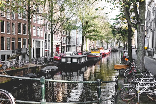 green steel bridge scenery in Dam Square Netherlands