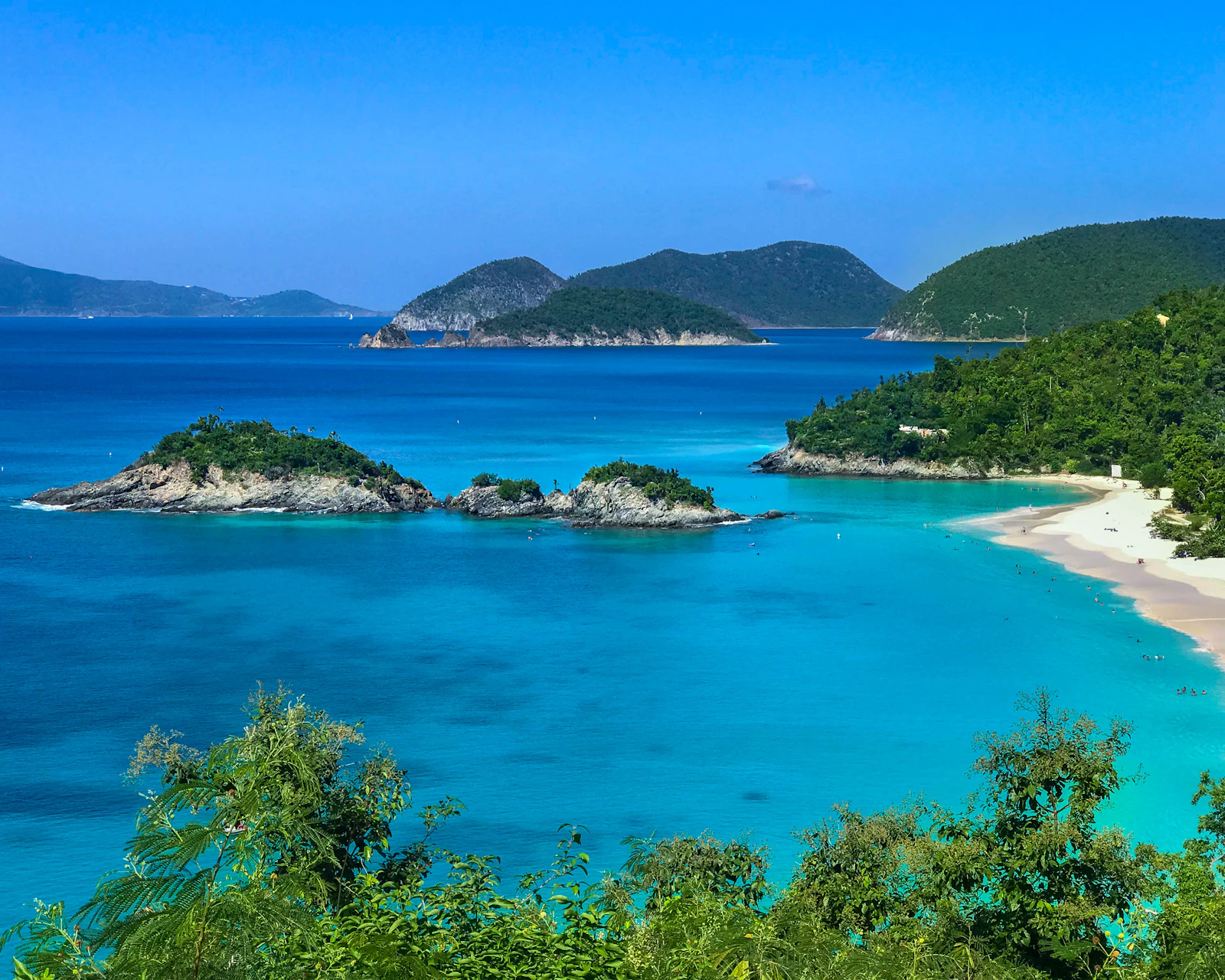 US Virgin Islands turquoise water and green hills