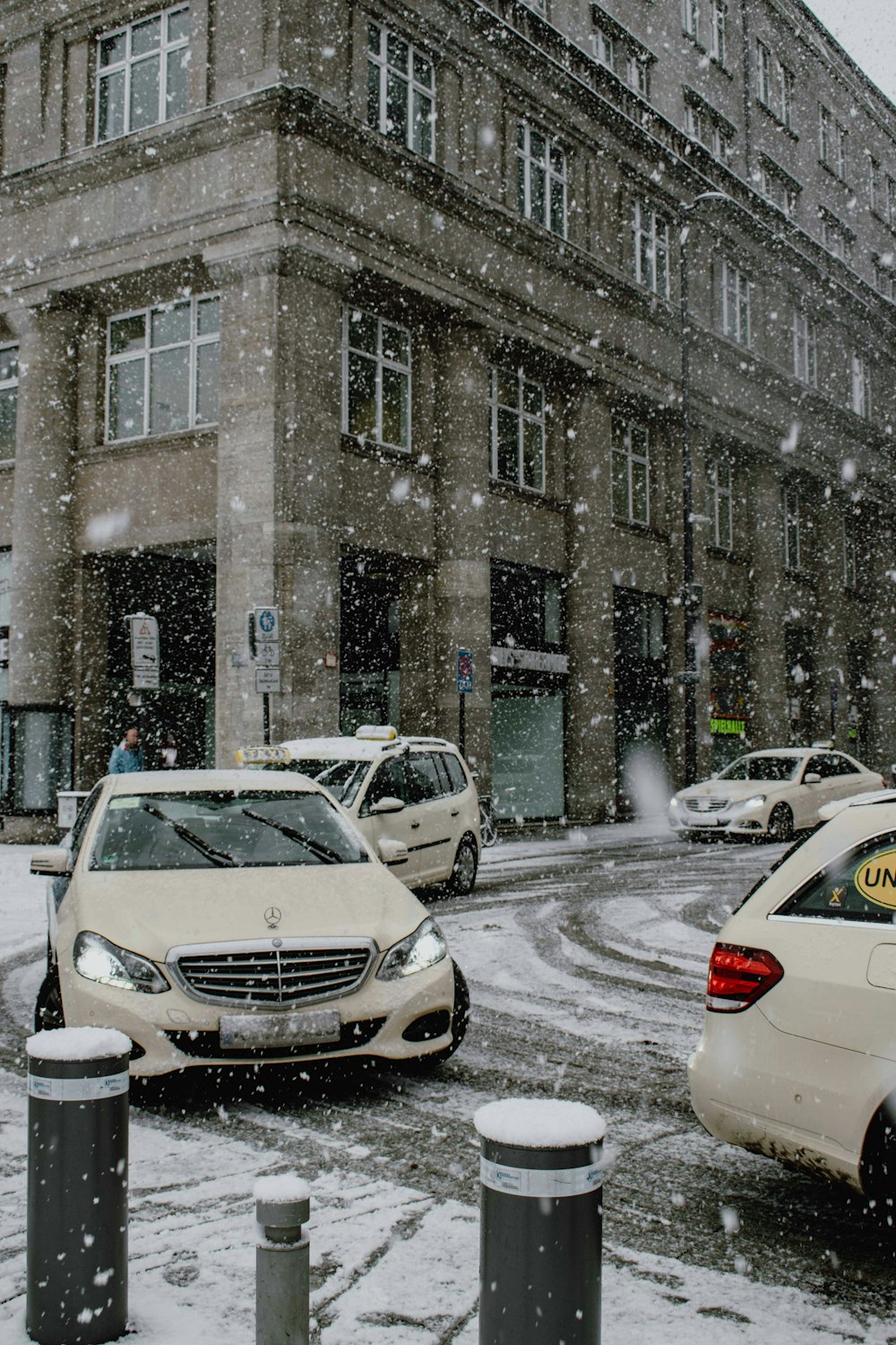 several cars on road