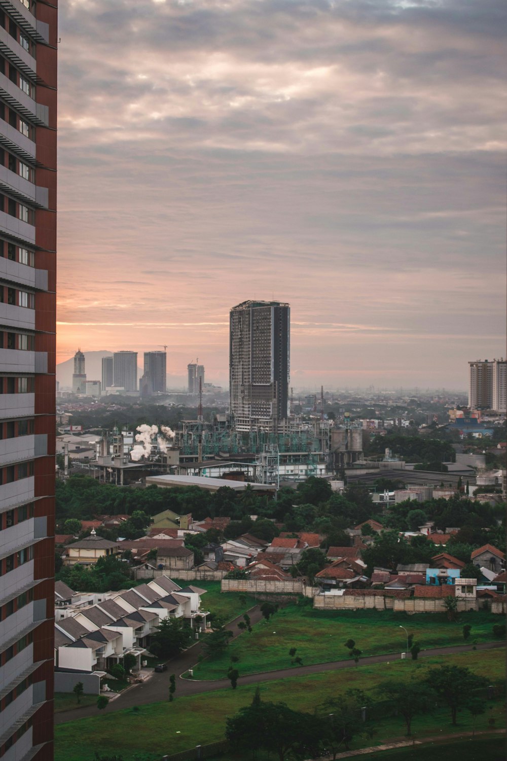 aerial view of city buildings