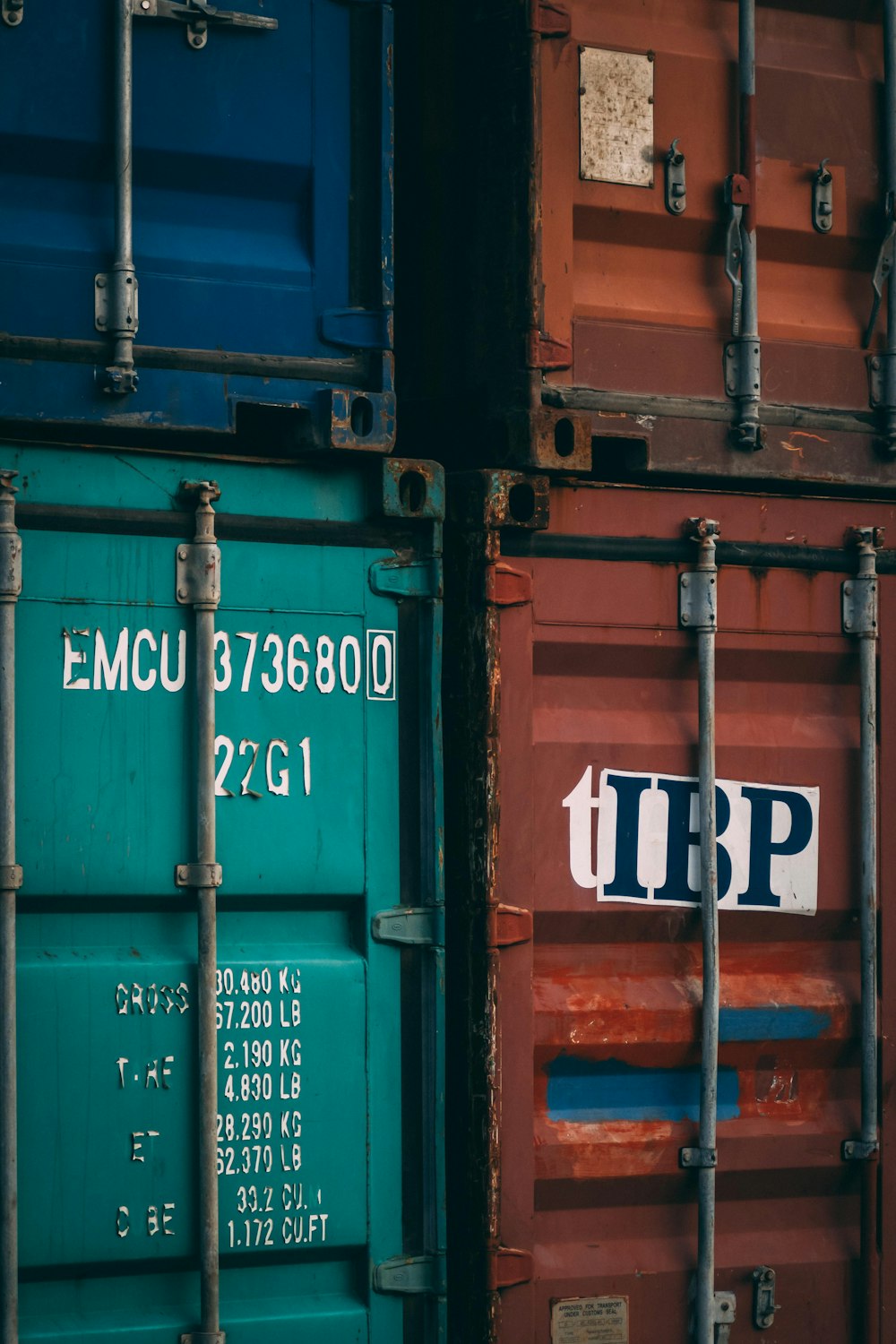 four intermodal containers