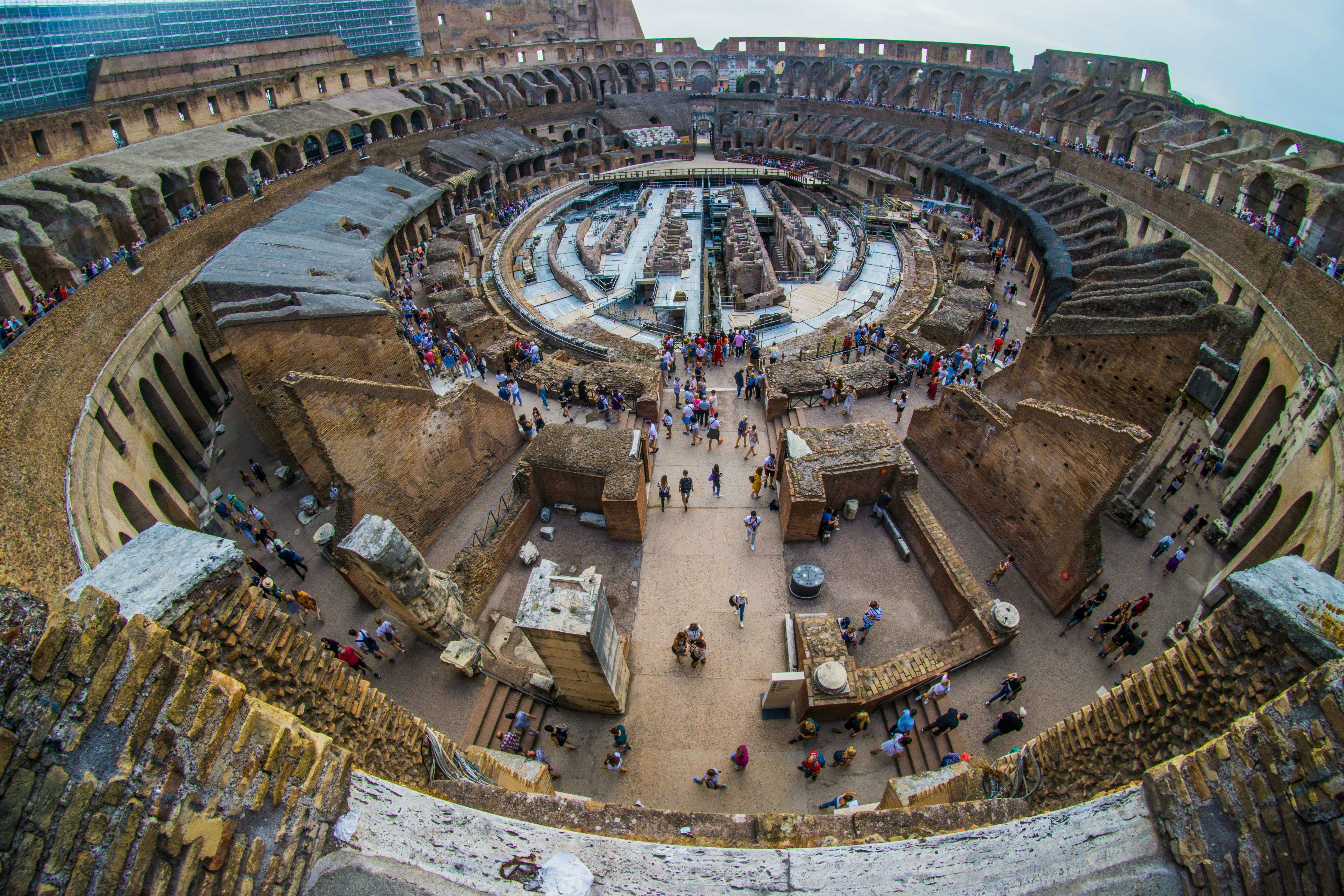 aerial photography unknown persons standing indoors