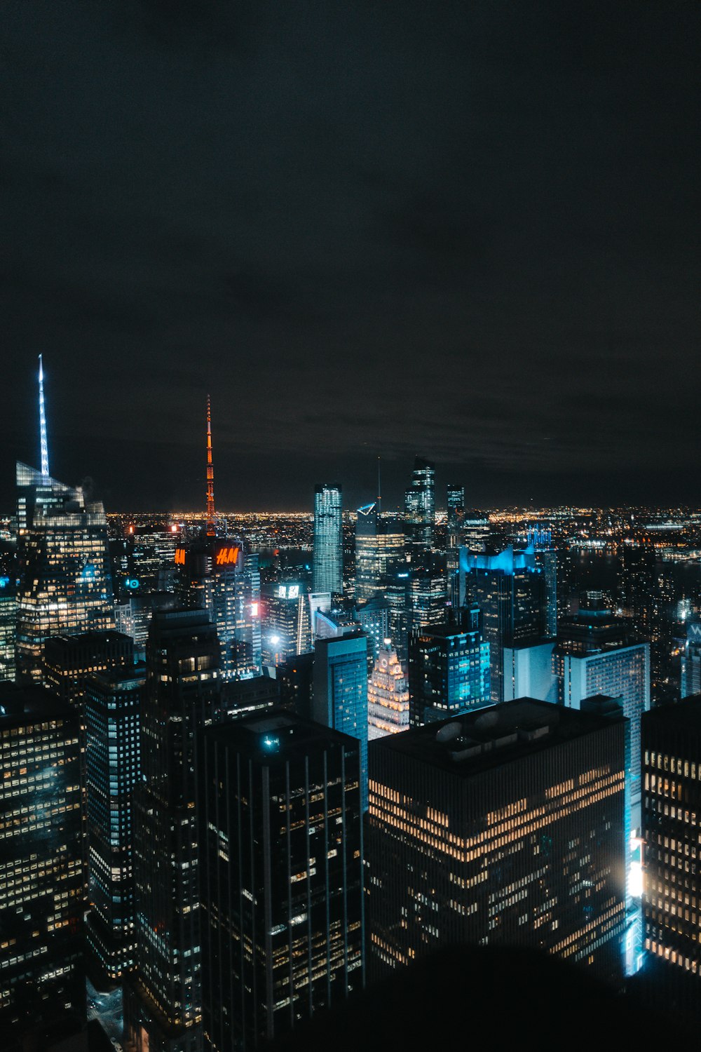 aerial view of buildings during nighttime