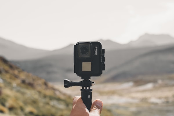 Action camera mounted for cycling footage