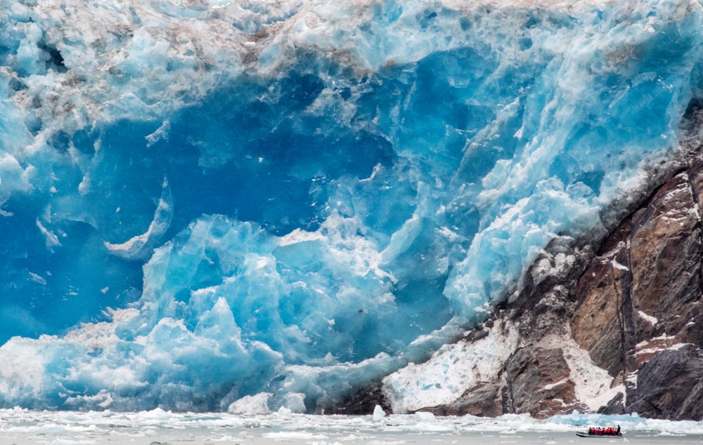 macro photography of blue body of water