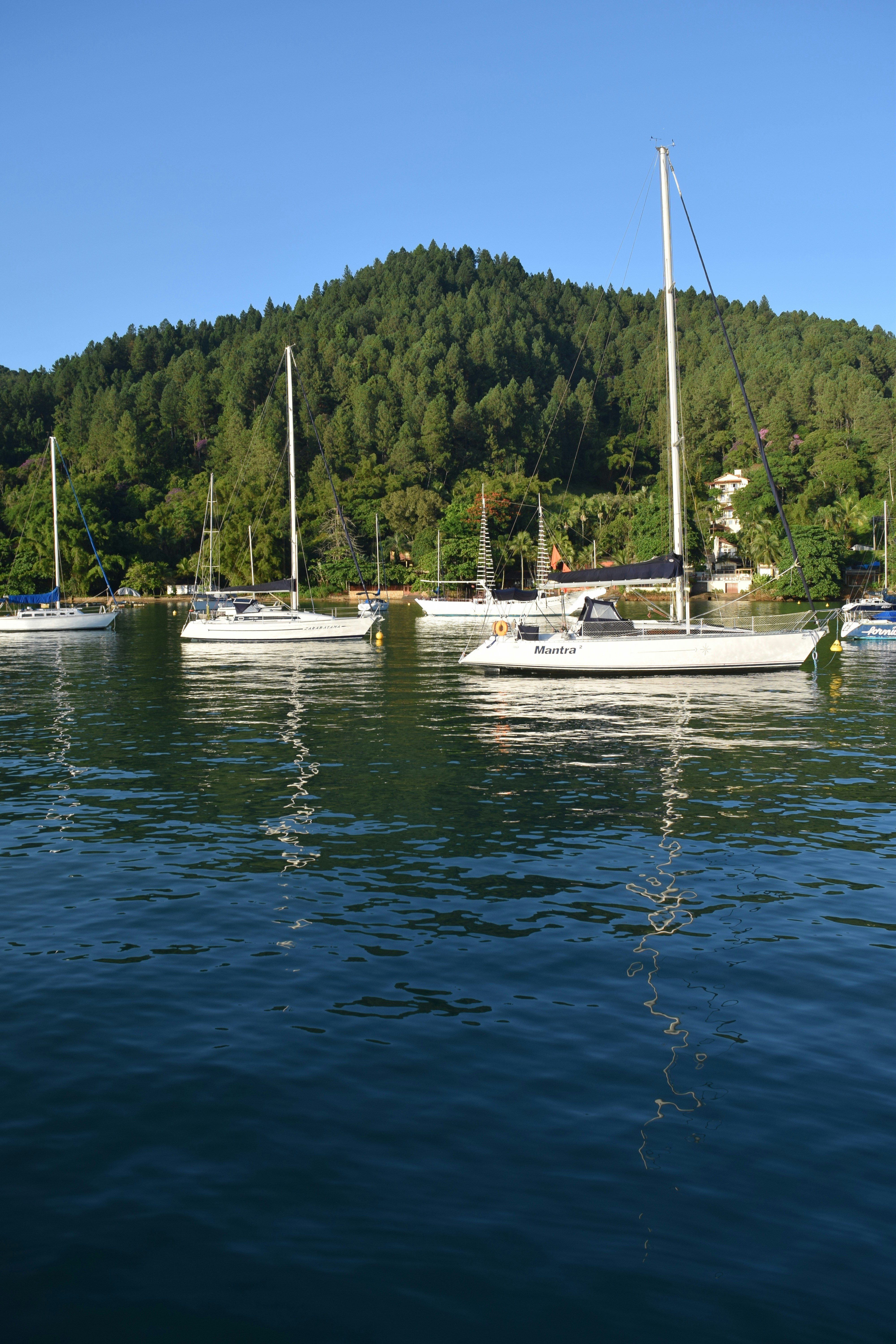 sail vessel anchored in the bay.