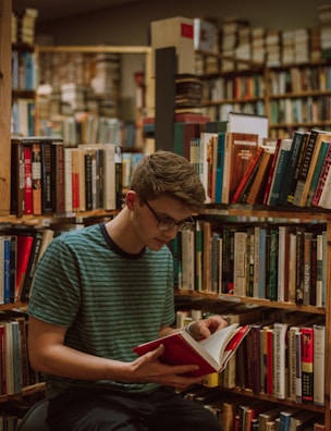 man reading book