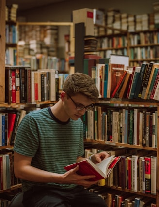 man reading book