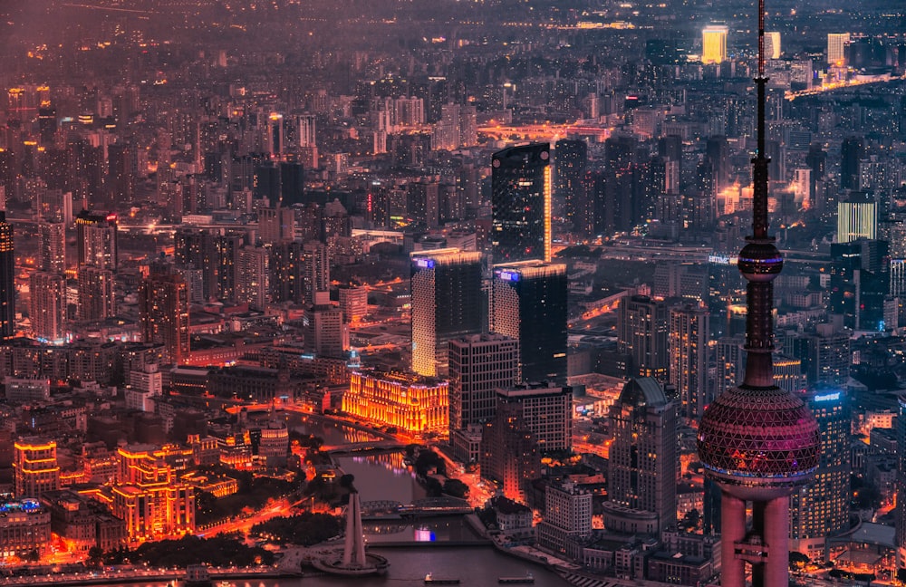 aerial photo of city buildings