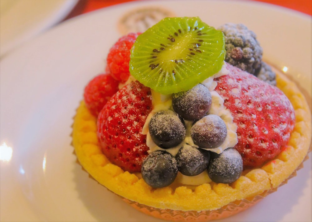 assorted fruits dessert on plate