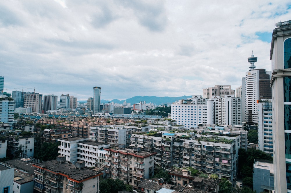 a view of a city from a tall building