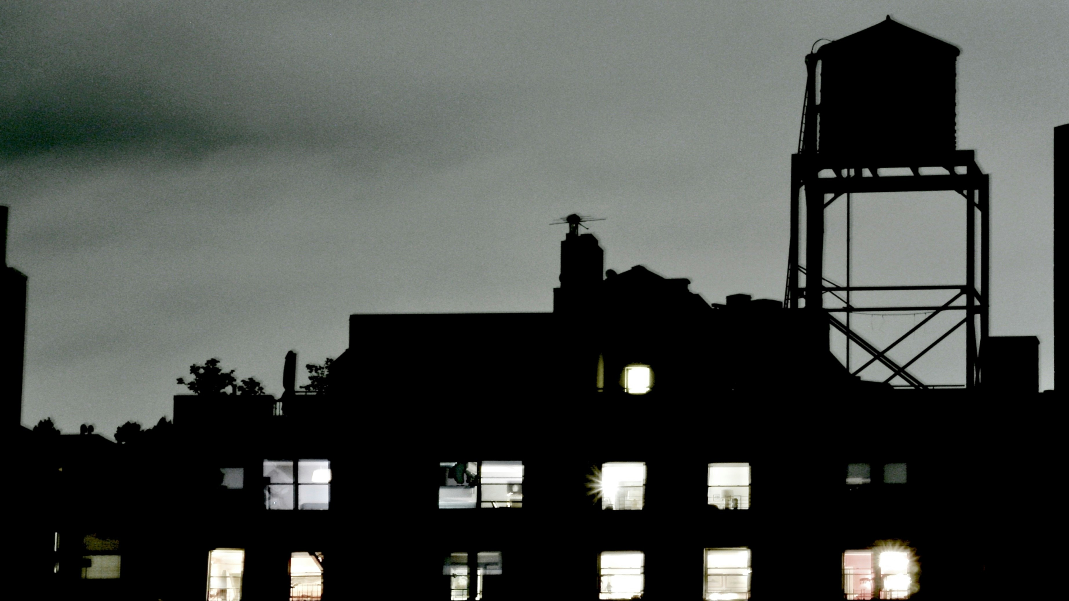 Upper east side of Manhattan, building silhouette on Halloween.
