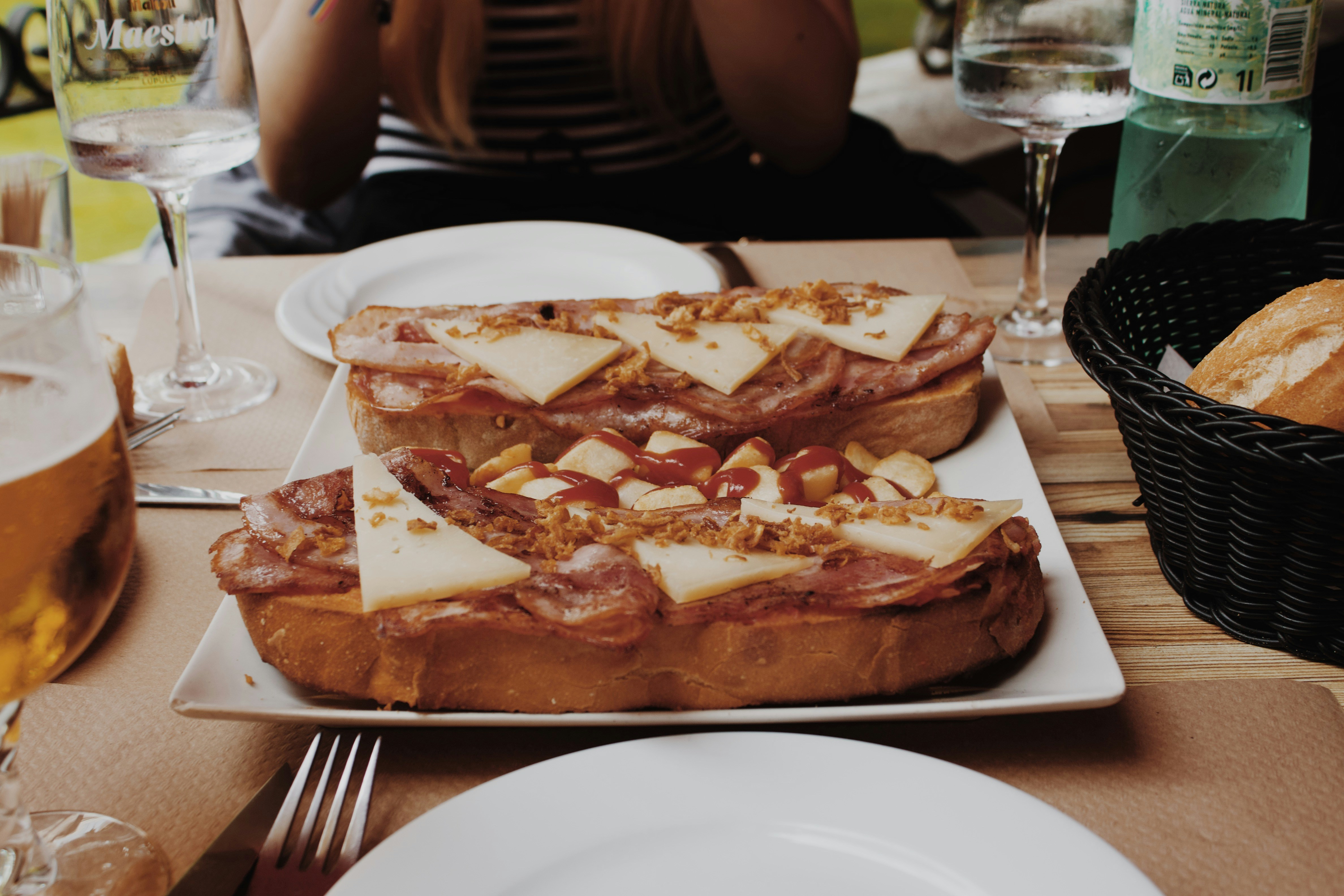 Brunch dish on a cafe table