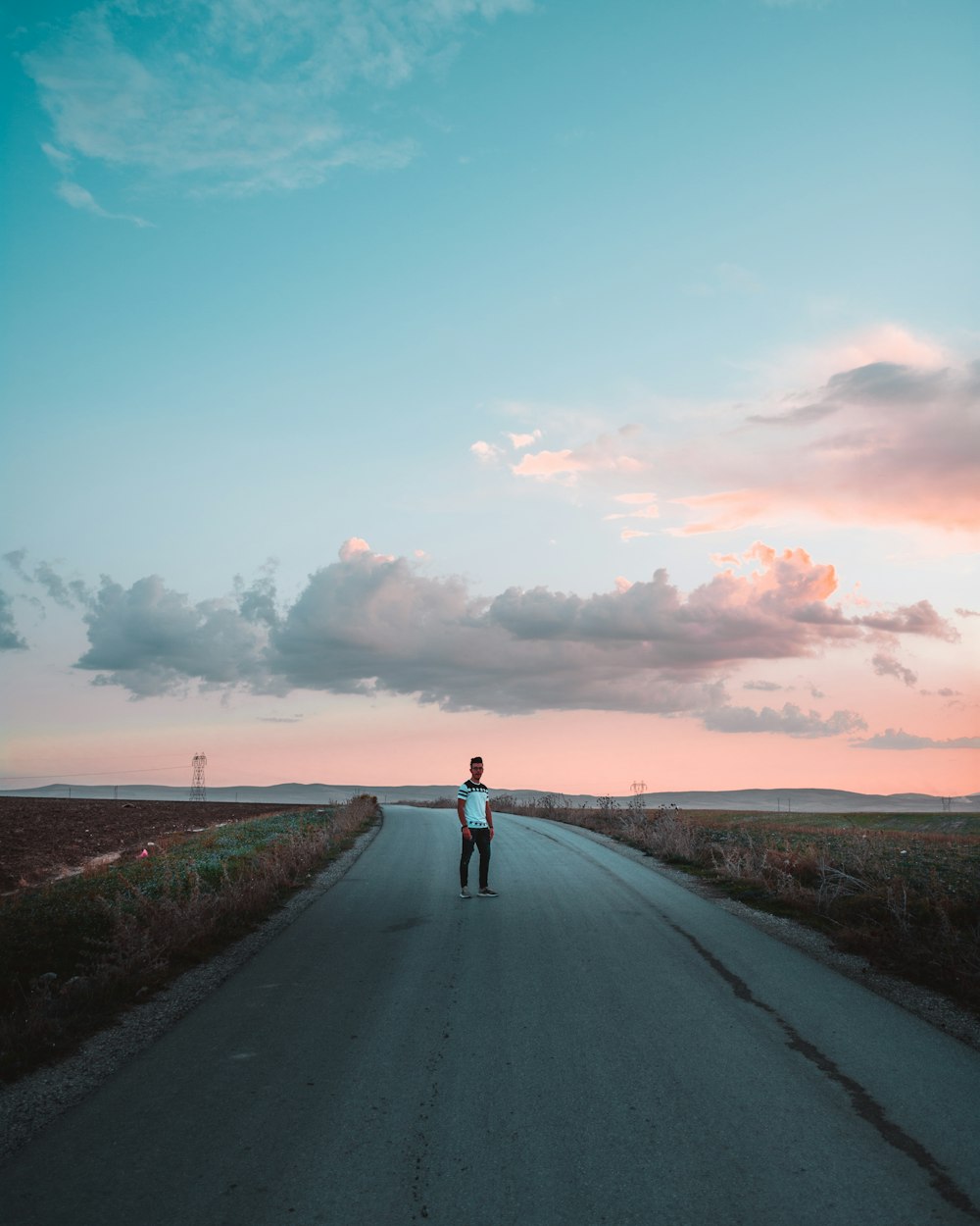 man on road