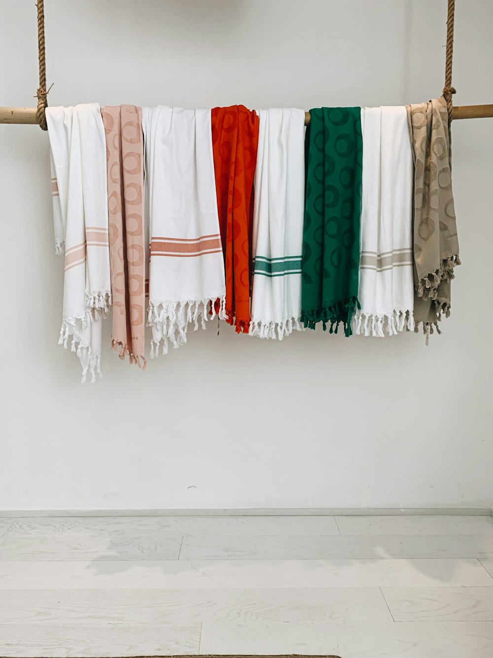 assorted-color scarves