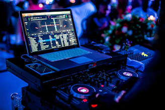 turned on DJ mixer