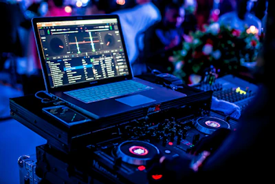 turned on DJ mixer