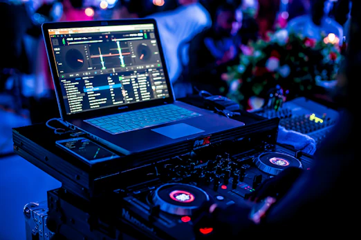 turned on DJ mixer