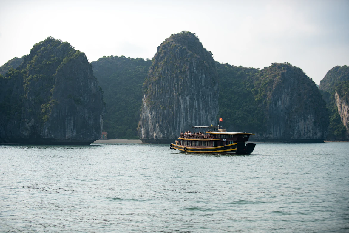 Halong Bay cruise limestone rocks