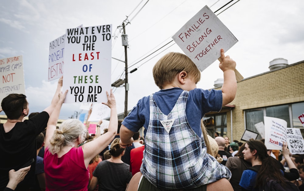 group of protesters with signs