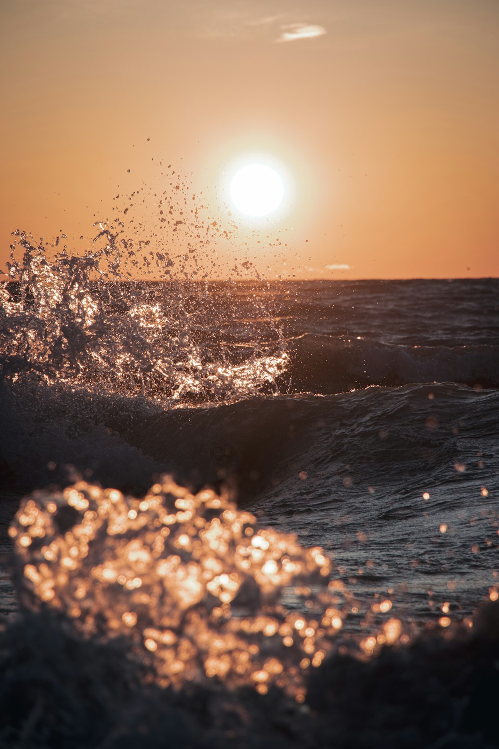 wavy ocean during golden hour