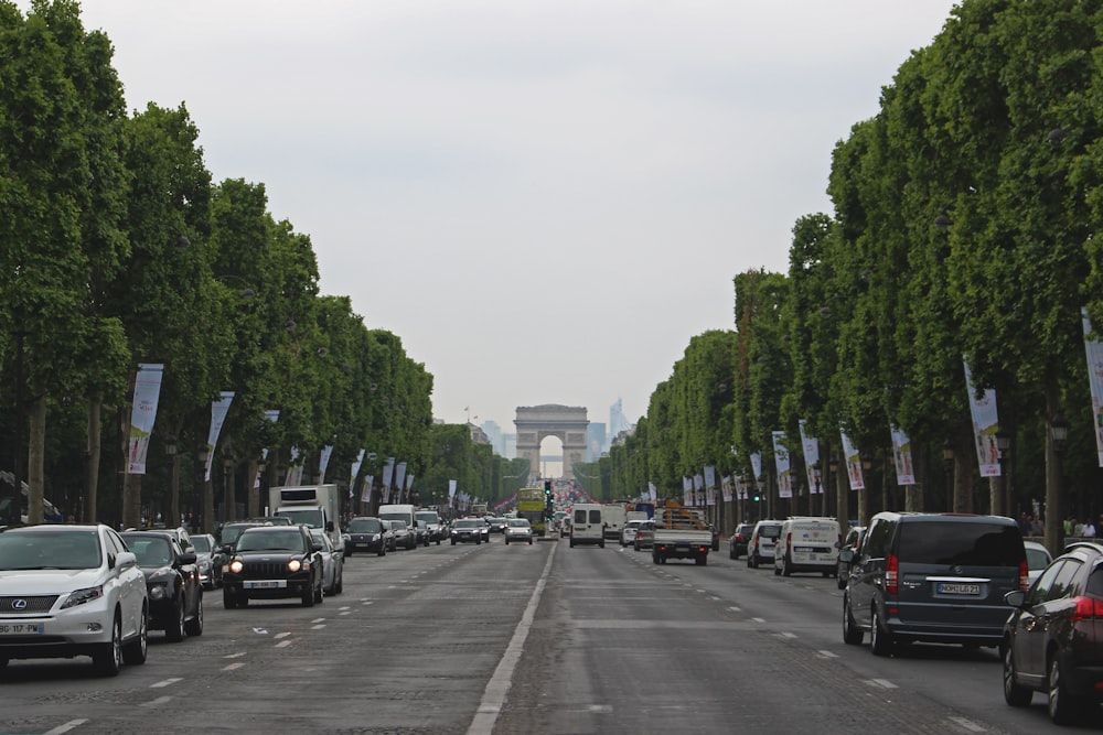 rangées de véhicules sur la route