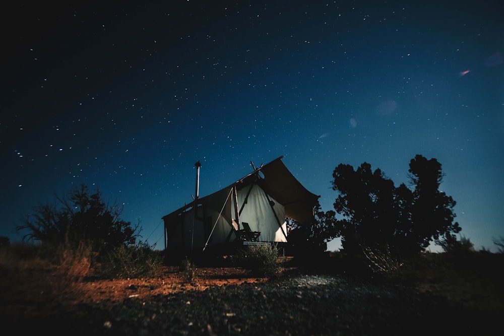 black and gray house under blue sky at nighttime