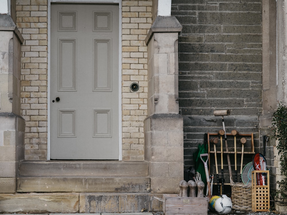 gray wooden door