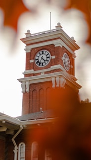 white and brown clock tower