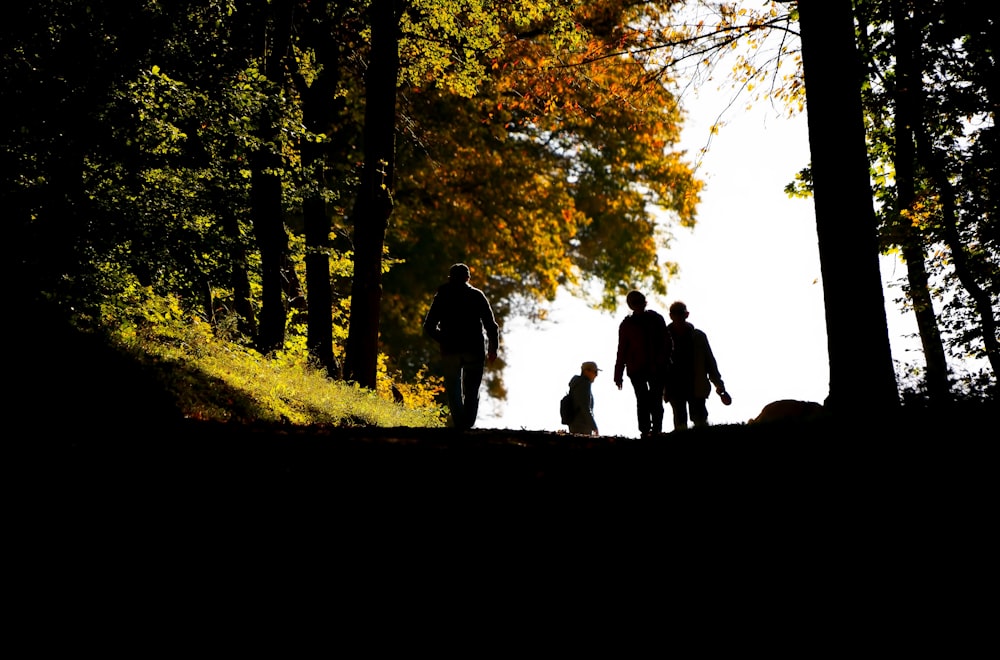 man and woman standing near trees painting