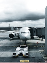 grayscale photography of passenger plane