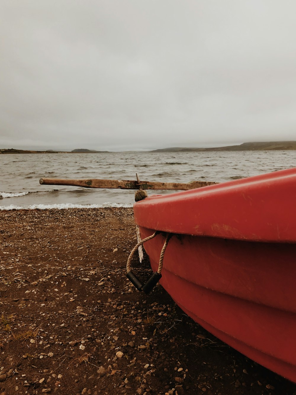 red kayak boat