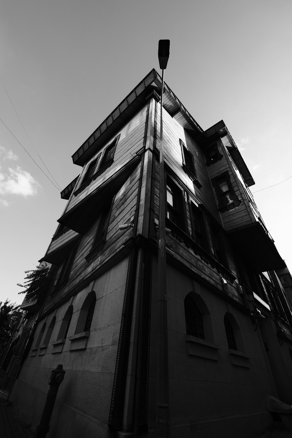 black and white concrete building