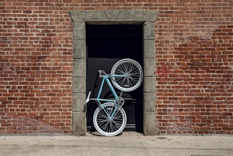 blue and black bicycle