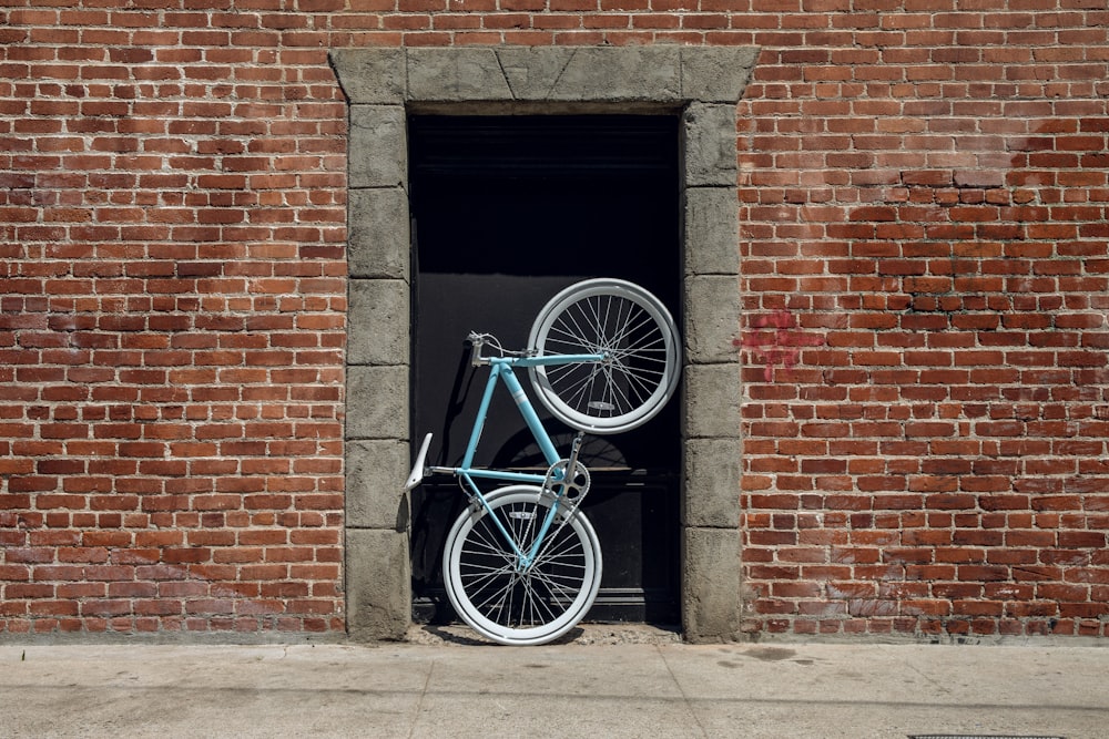 blue and black bicycle