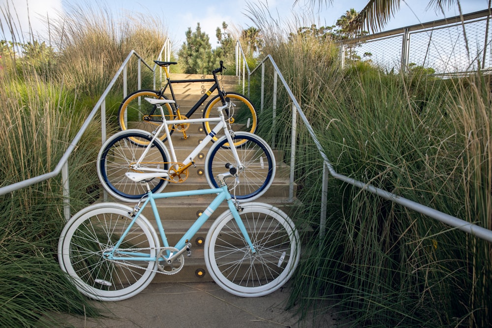 blue and yellow road bike