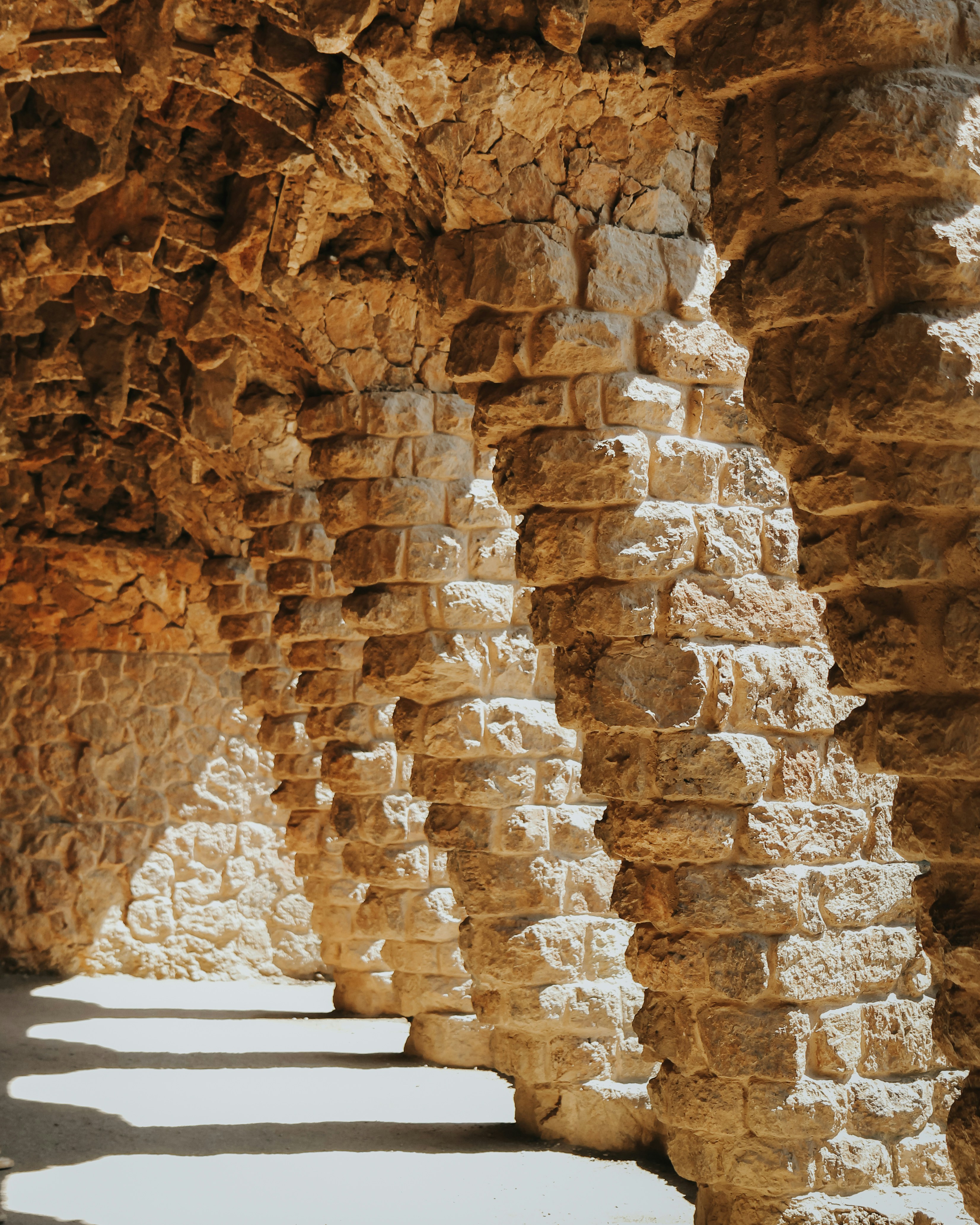 Rock columns in a passageway at Park Guell