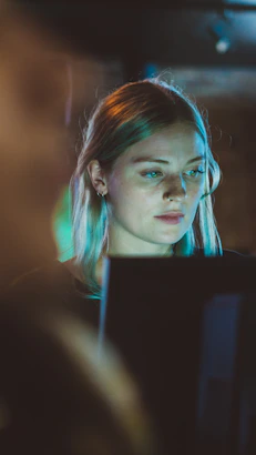 woman using computer