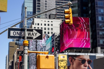 An eye-catching signage display in a busy urban setting.