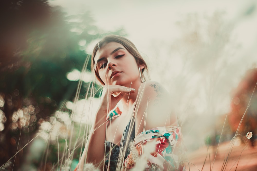 selective focus photography of woman