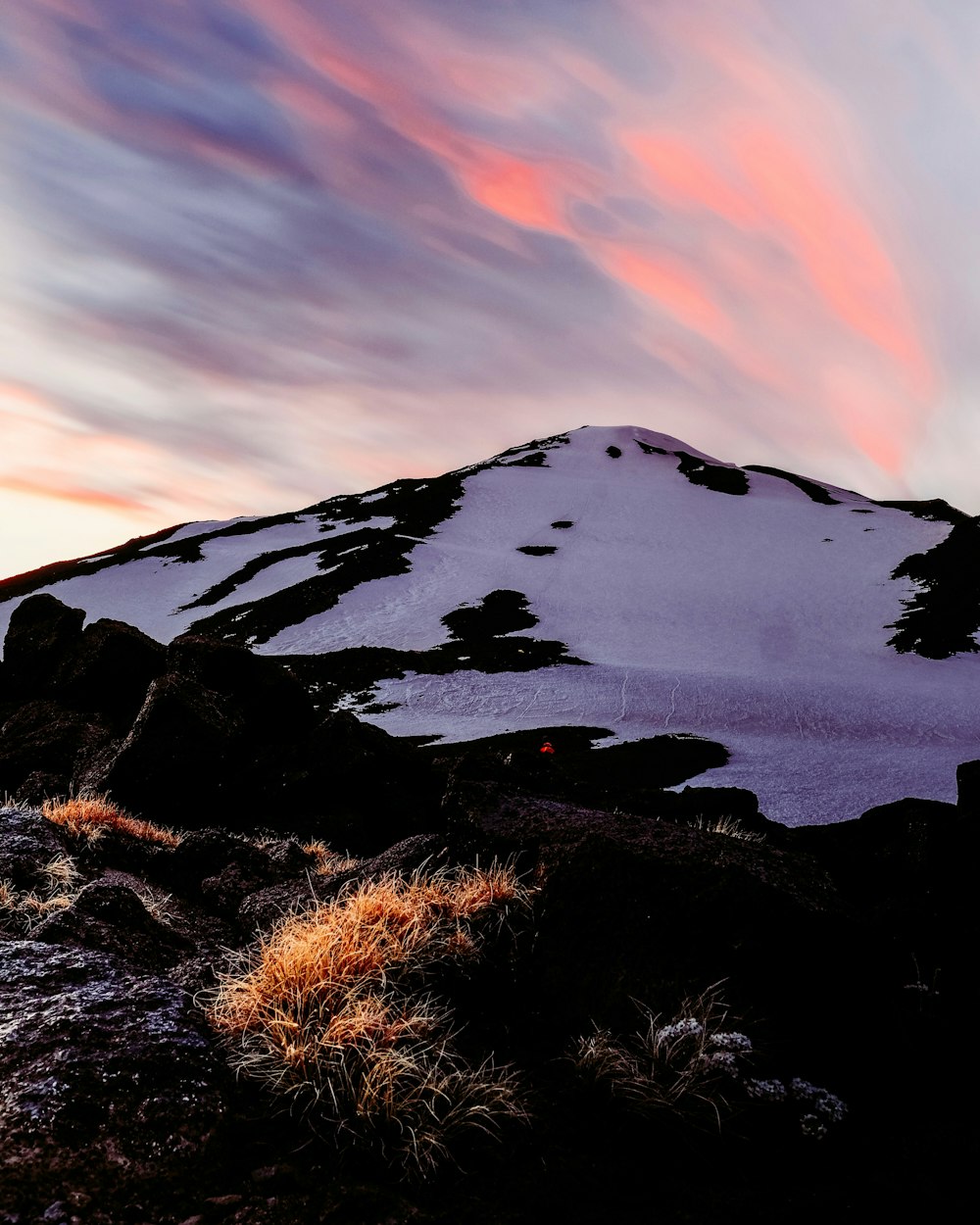 white and black mountain painting