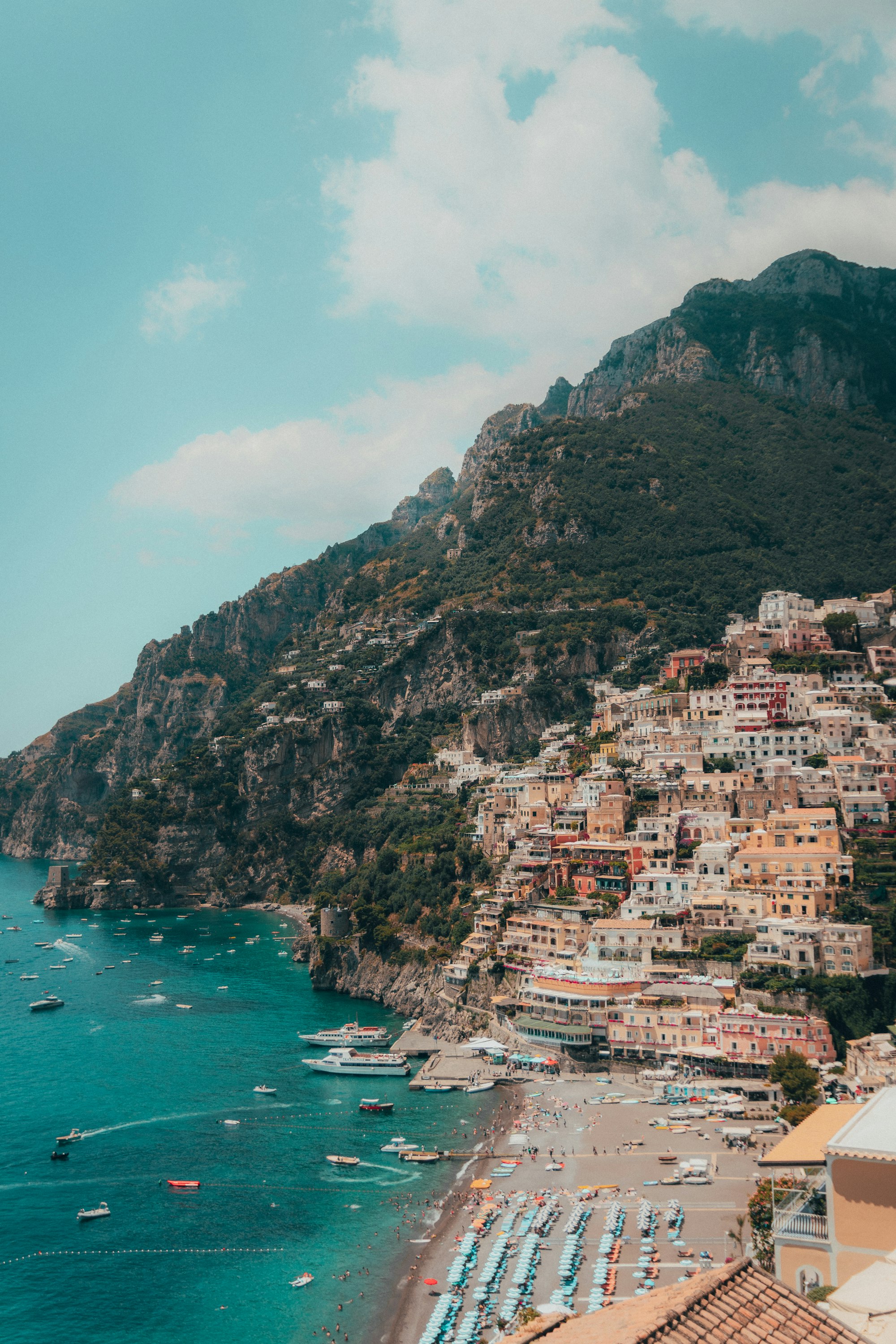 The beautiful beach of Positano, Italy