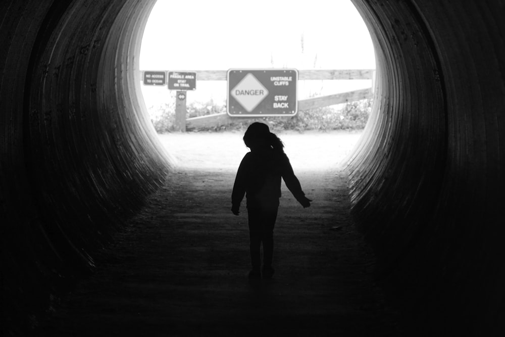 silhouette of girl in hall