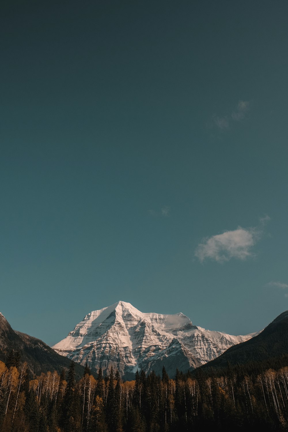 in distant photo of white mountain