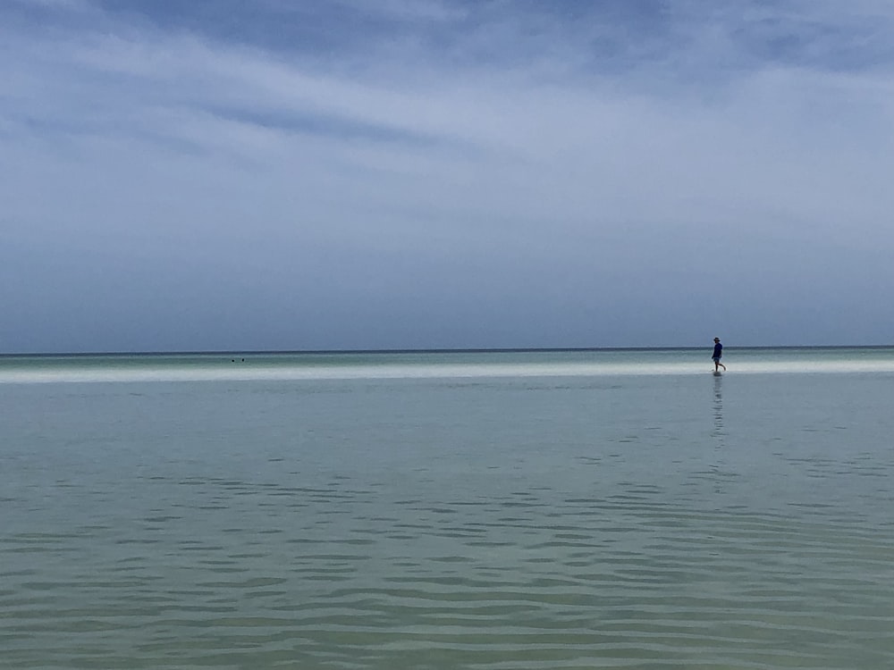 person walking on seashore