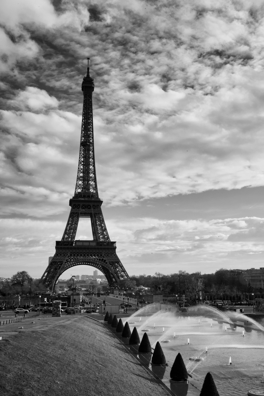 grayscale photography of Eiffel Tower