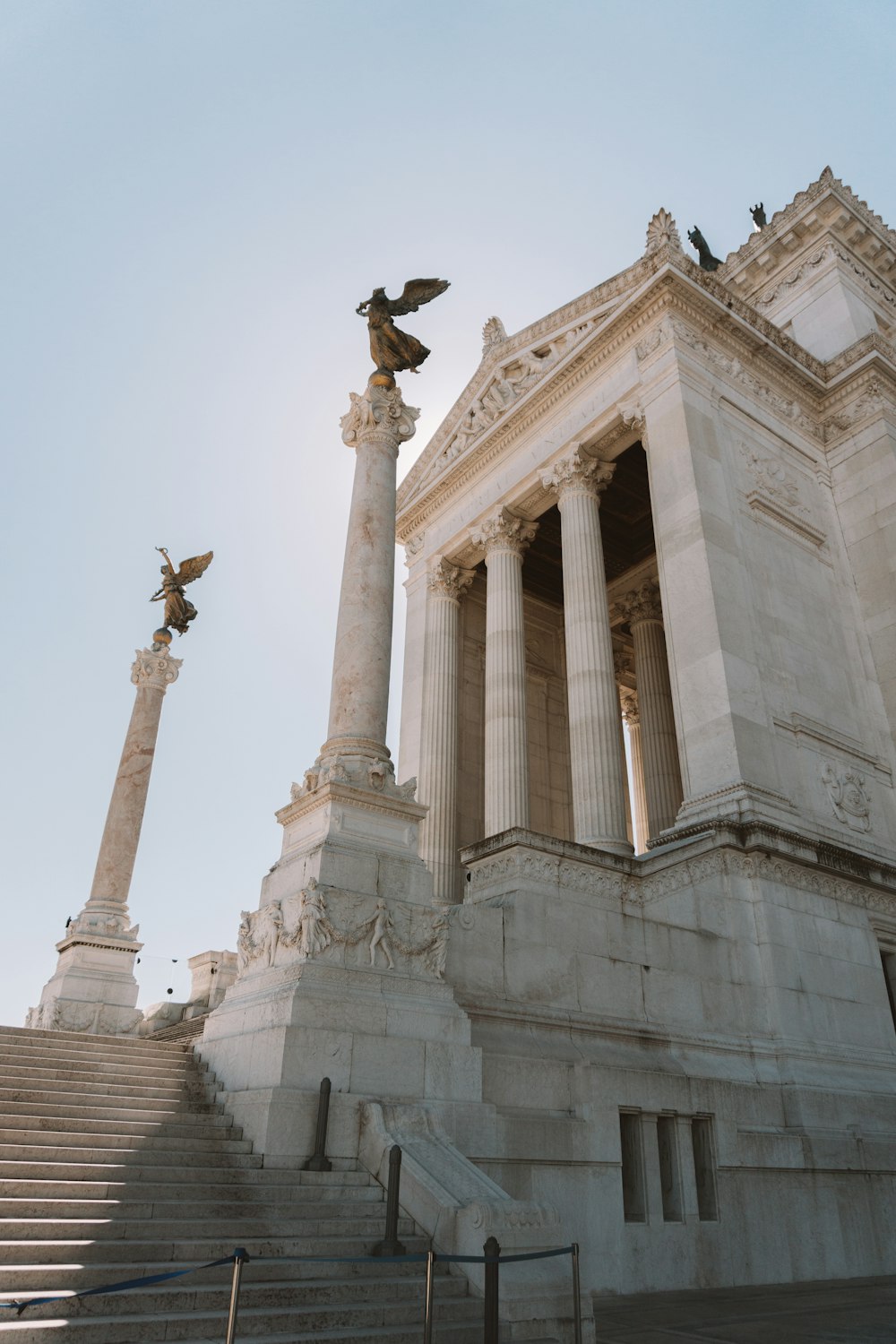 white building with two pillars