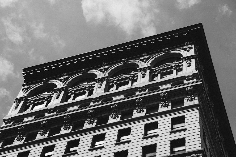 grayscale photo of building