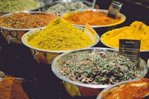 assorted-color powders on basins