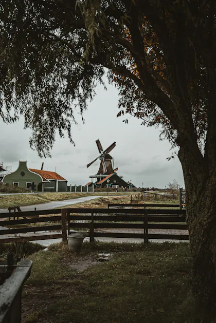 Windmill against a wide open sky